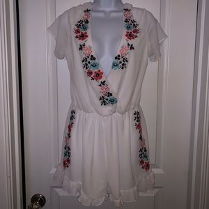 Embroidered Floral Romper